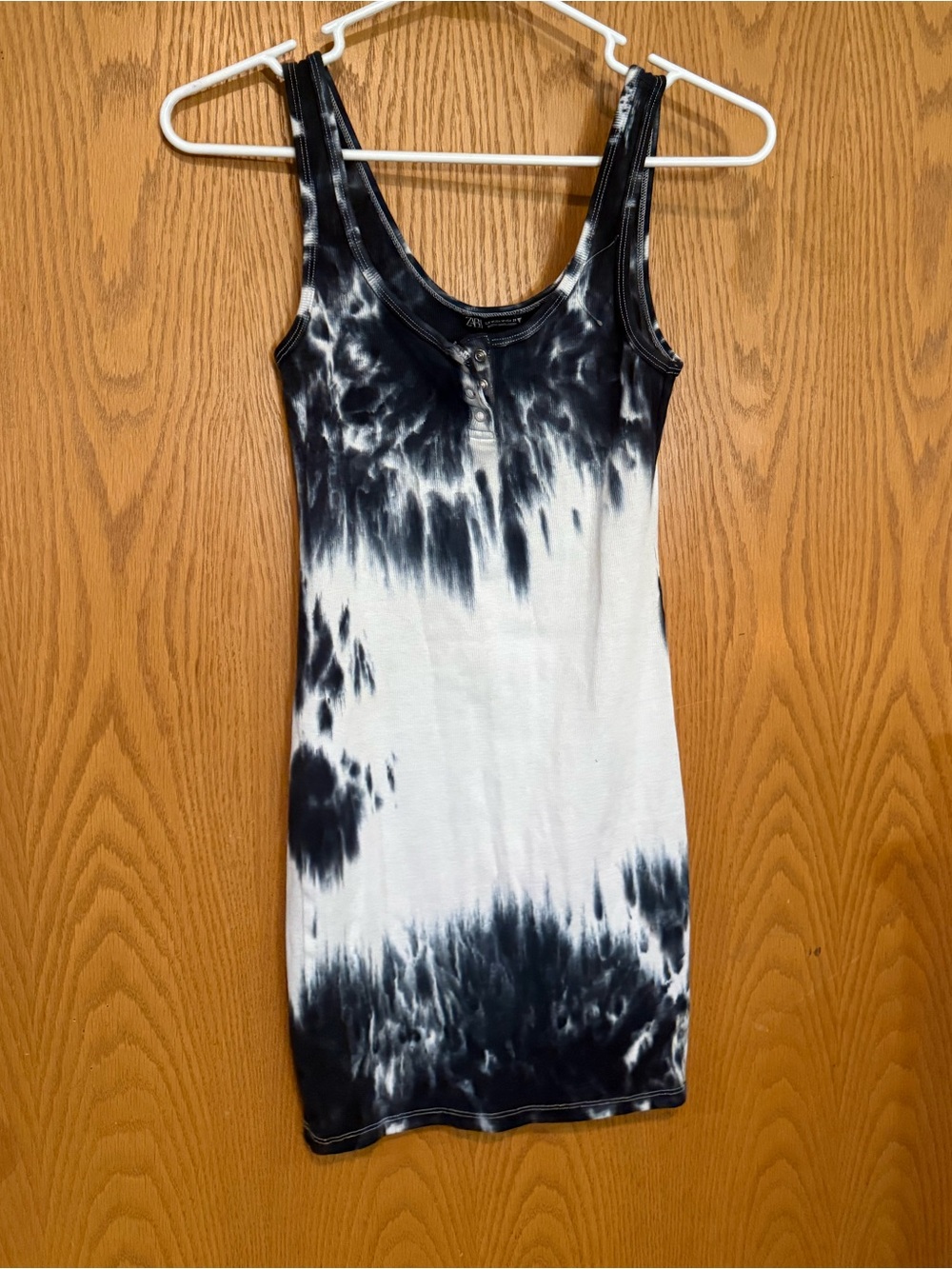 Black & White Tie-Dye Tank Dress